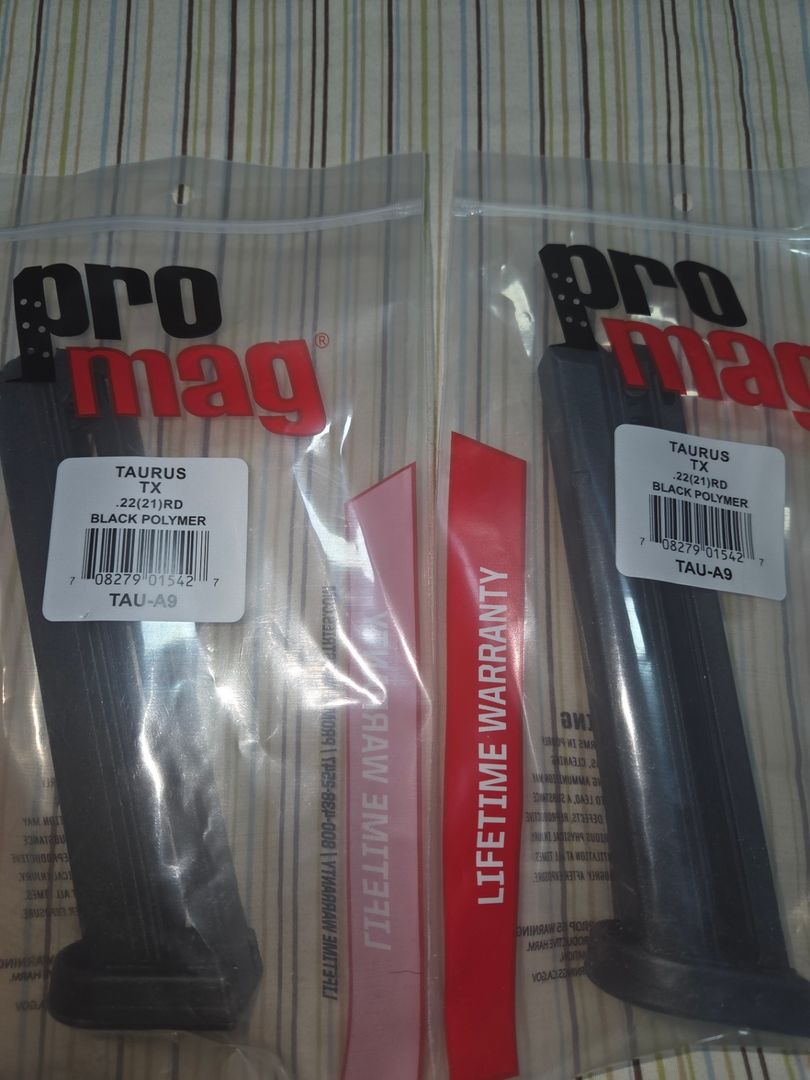 2- Taurus TX-22 21rd mags 2