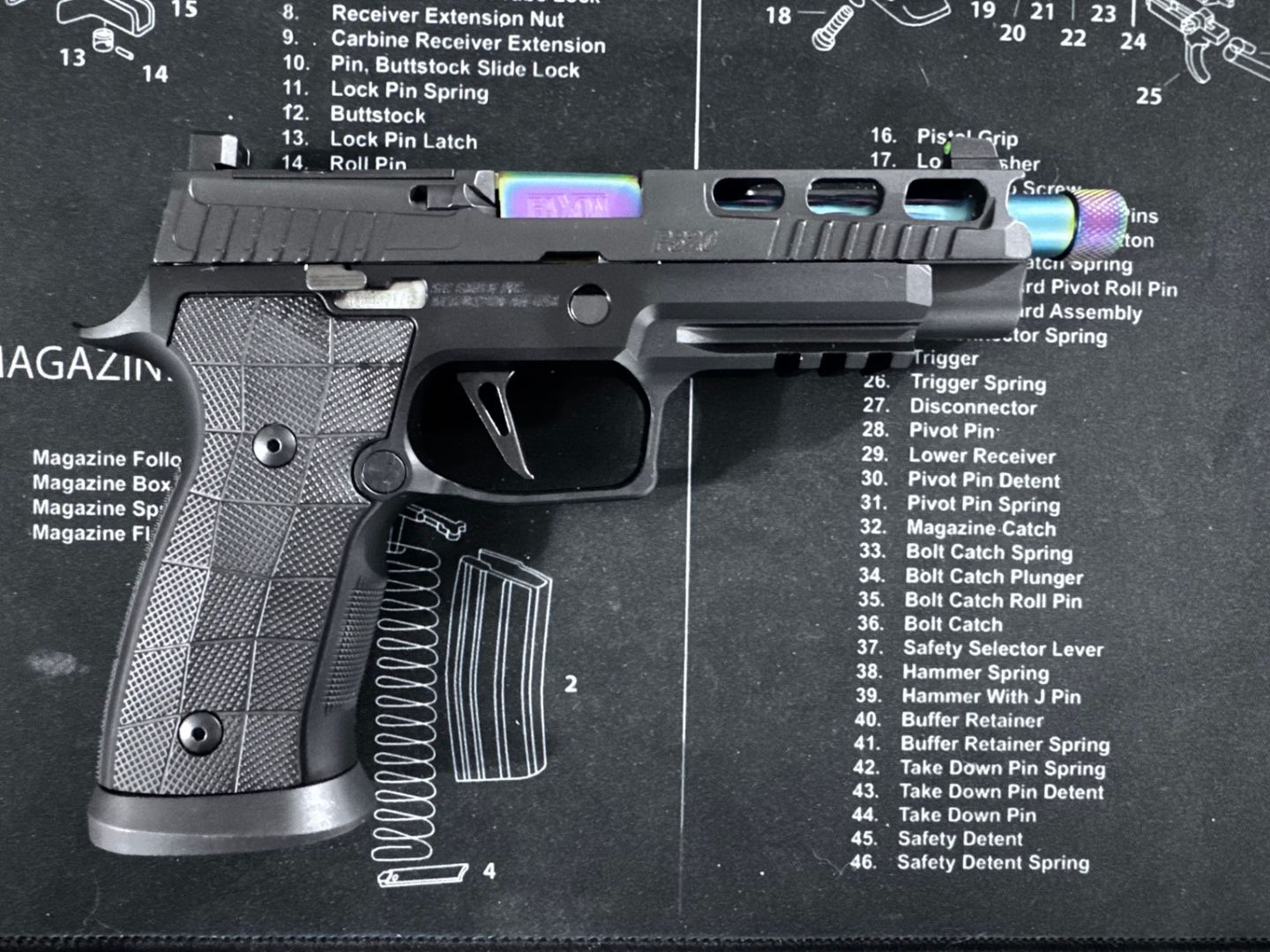 P320 AXG Pro LOK Brass Panels Spectrum threaded 4.7' or Black 4.7' Barrel