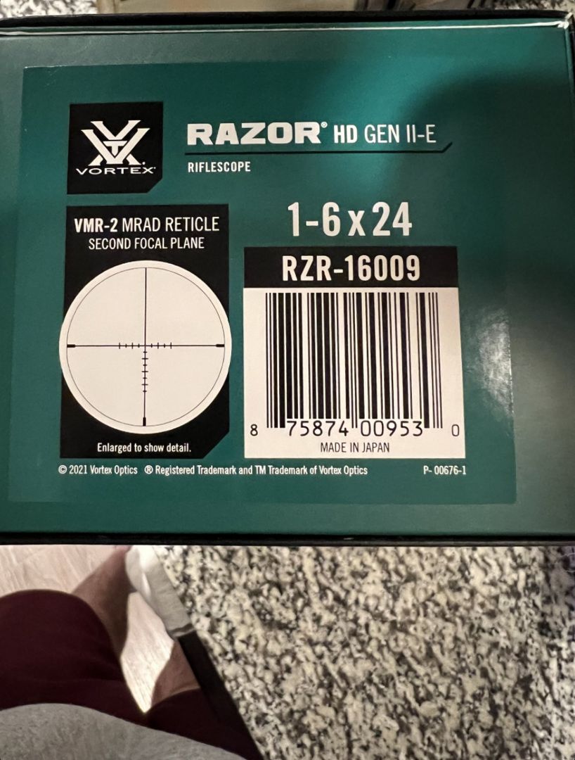 New Vortex Razor Gen II E 1-6 VMR-II MRAD Includes Badger COMM 1.7 30mm tan 2