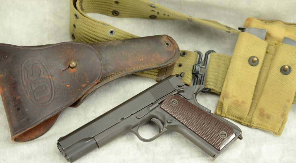 Original 1944 Colt 1911A1 .45 ACP WWII USGI w/ Rig- 3 Mags