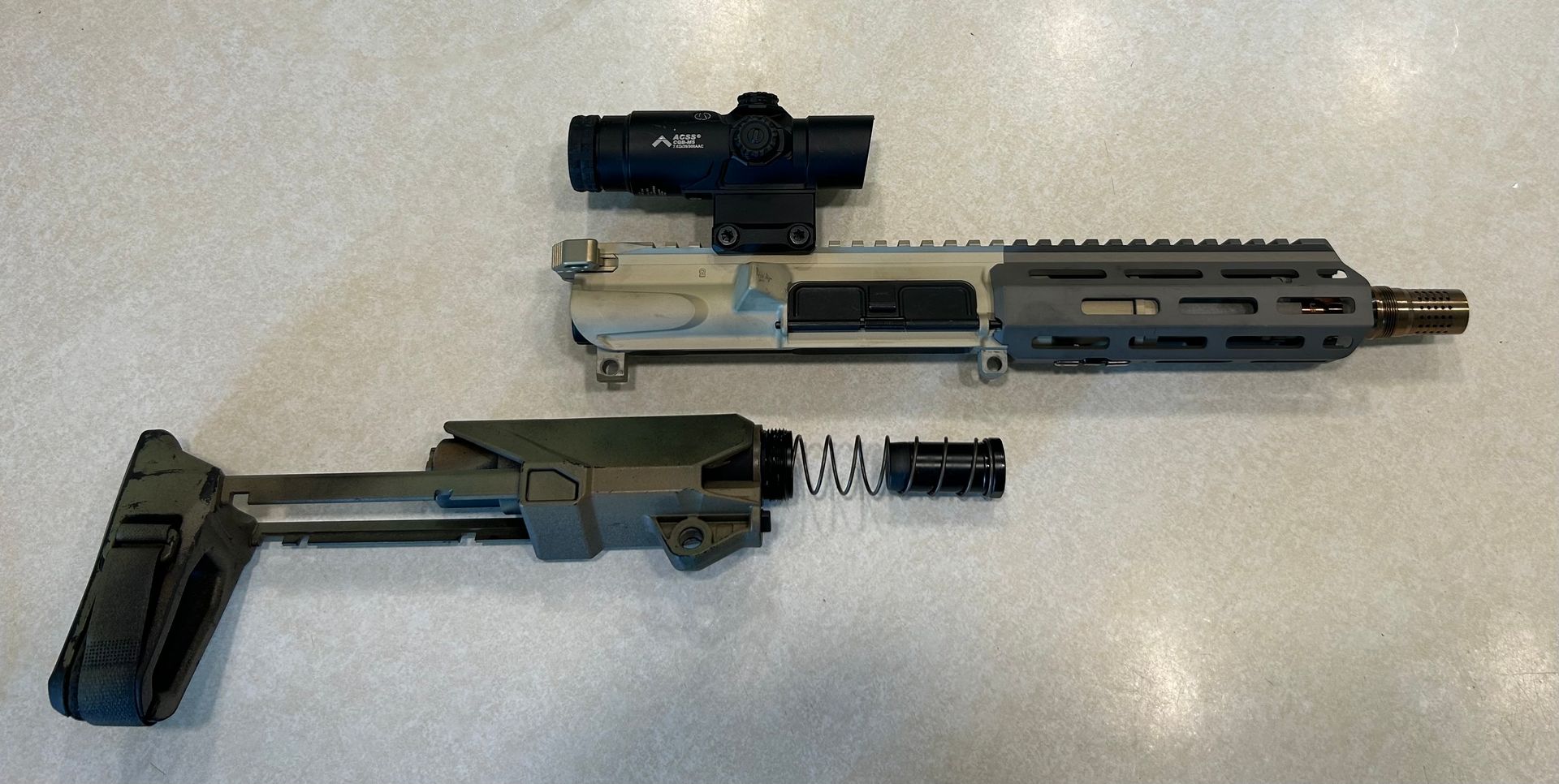 Q Sugar Weasel 300BLK Upper, PA GLx 2x Prism, SB Tactical HBPDW Brace