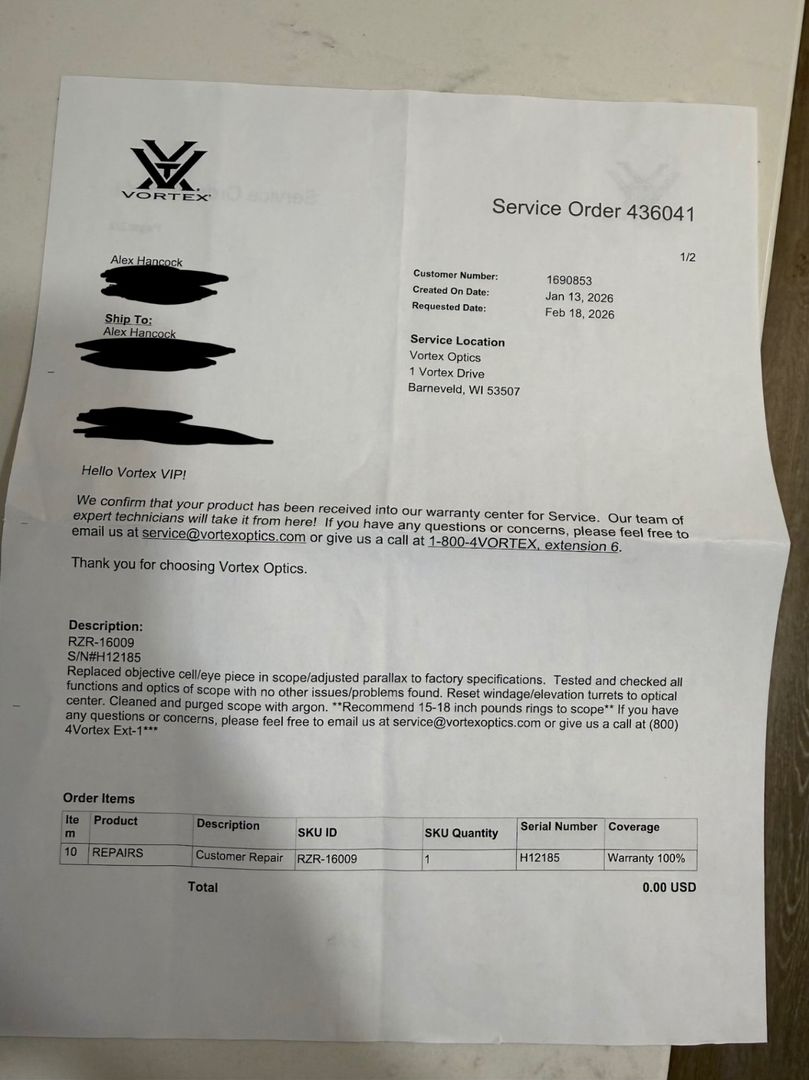 Vortex Razor Gen II-E 1-6 MRAD LPVO Optic with/without LaRue C.A.N. SPR Mount 5