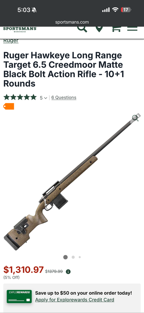 Ruger Hawkeye m77 6.5 creed