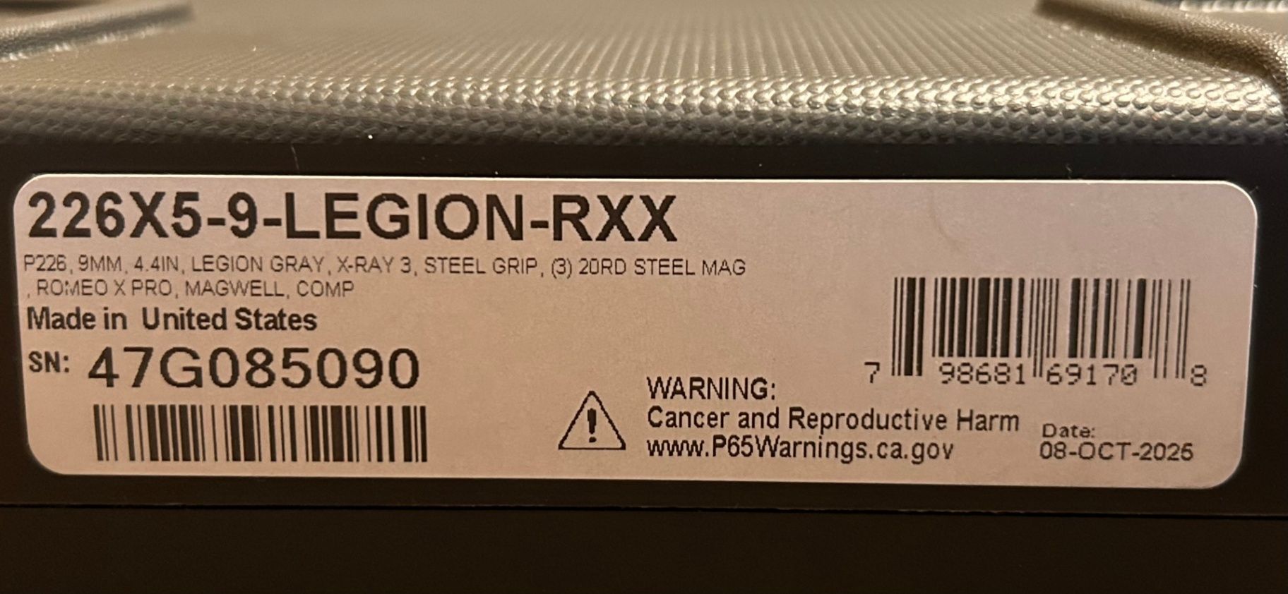 Sig Sauer P226 X5 Legion 9mm 226X5-9-LEGION-RXX *SEALED NEW IN BOX*