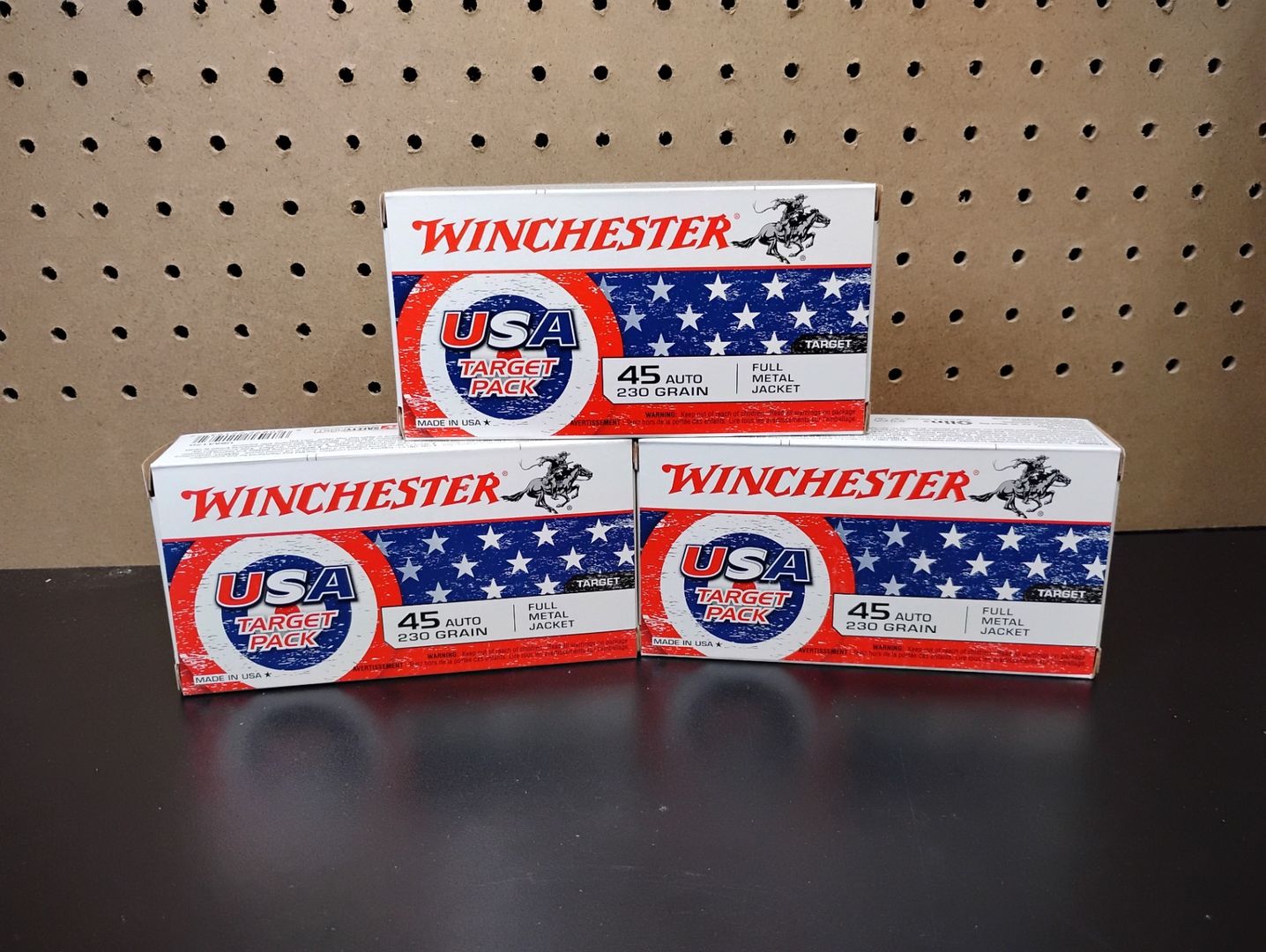 Winchester USA Target Pack 45 ACP Brass Case 230gr FMJ Ammo 