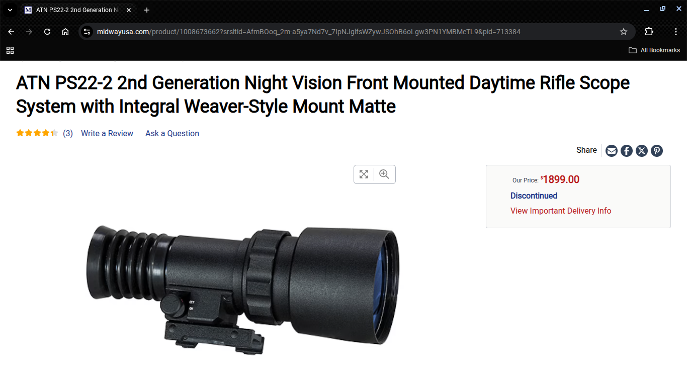AN PS-22 Night Vision Scope and IR Light 
