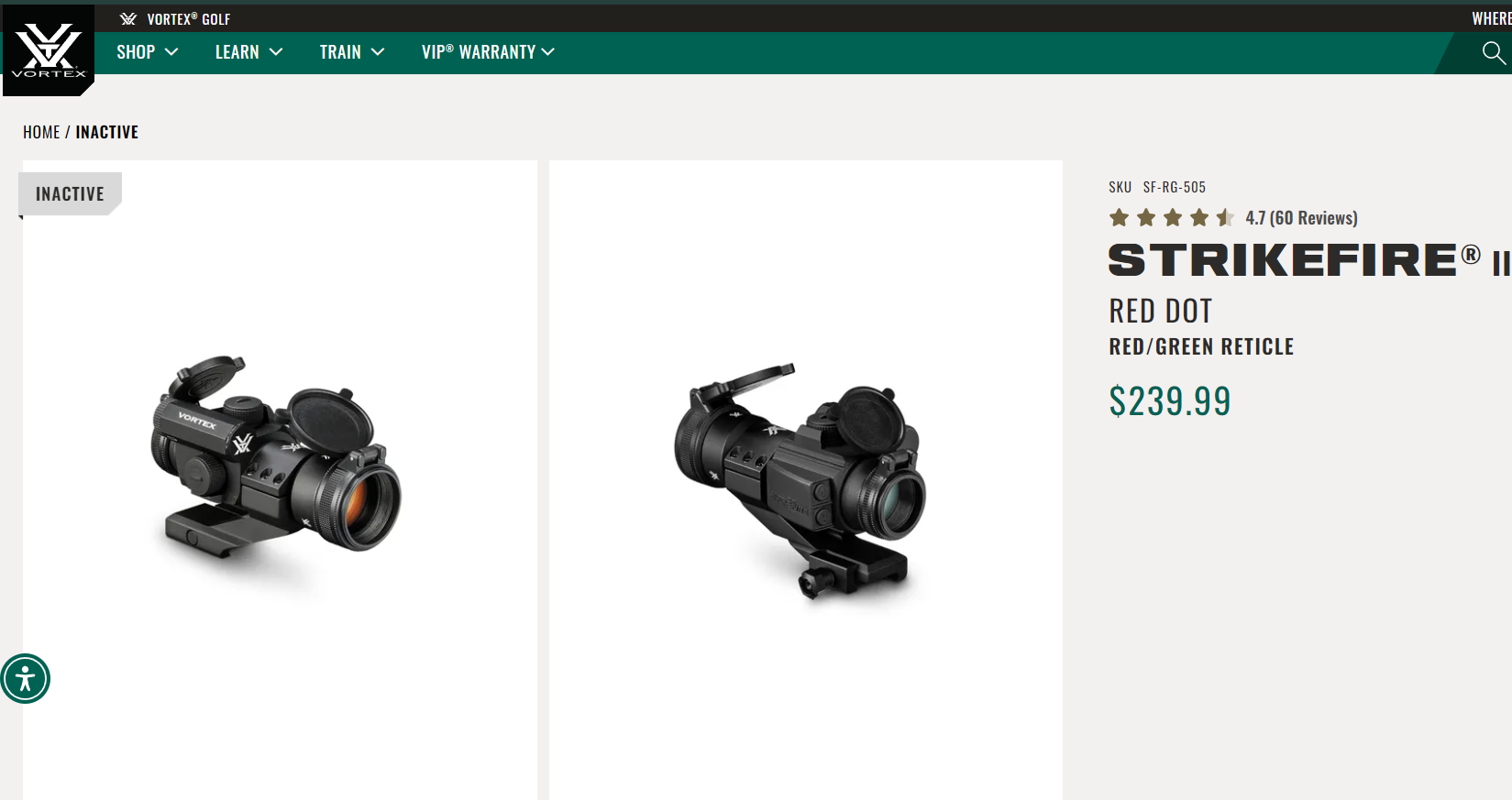Vortex StrikeFire II Red/Green Dot Sight