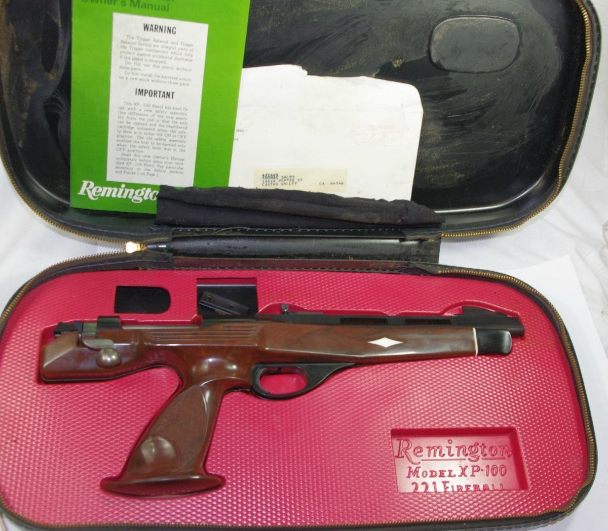 Remington Xp-100 Bolt Action Silhouette Pistoloriginal Case And Manualwow Lk .221 Fireball