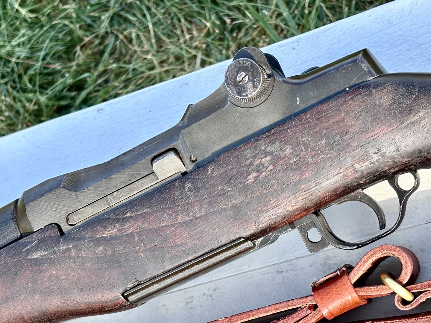 Battle Worn 1943 M1 Garand - Cartouches, Lock Bar Sights, Uncut Op-Rod, Etc.