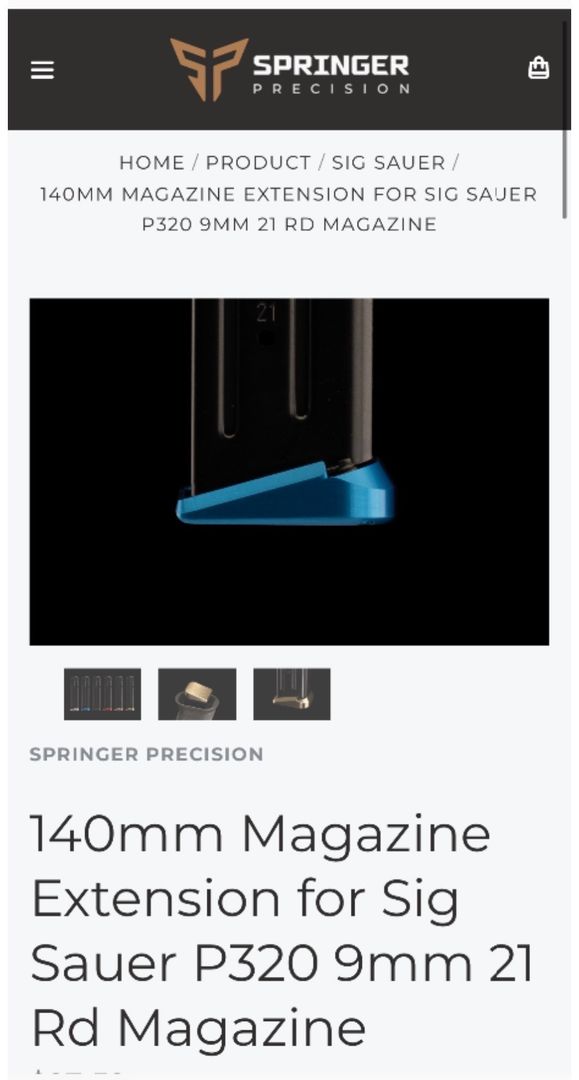 Springer Precision +1 base pad for P320 Blue