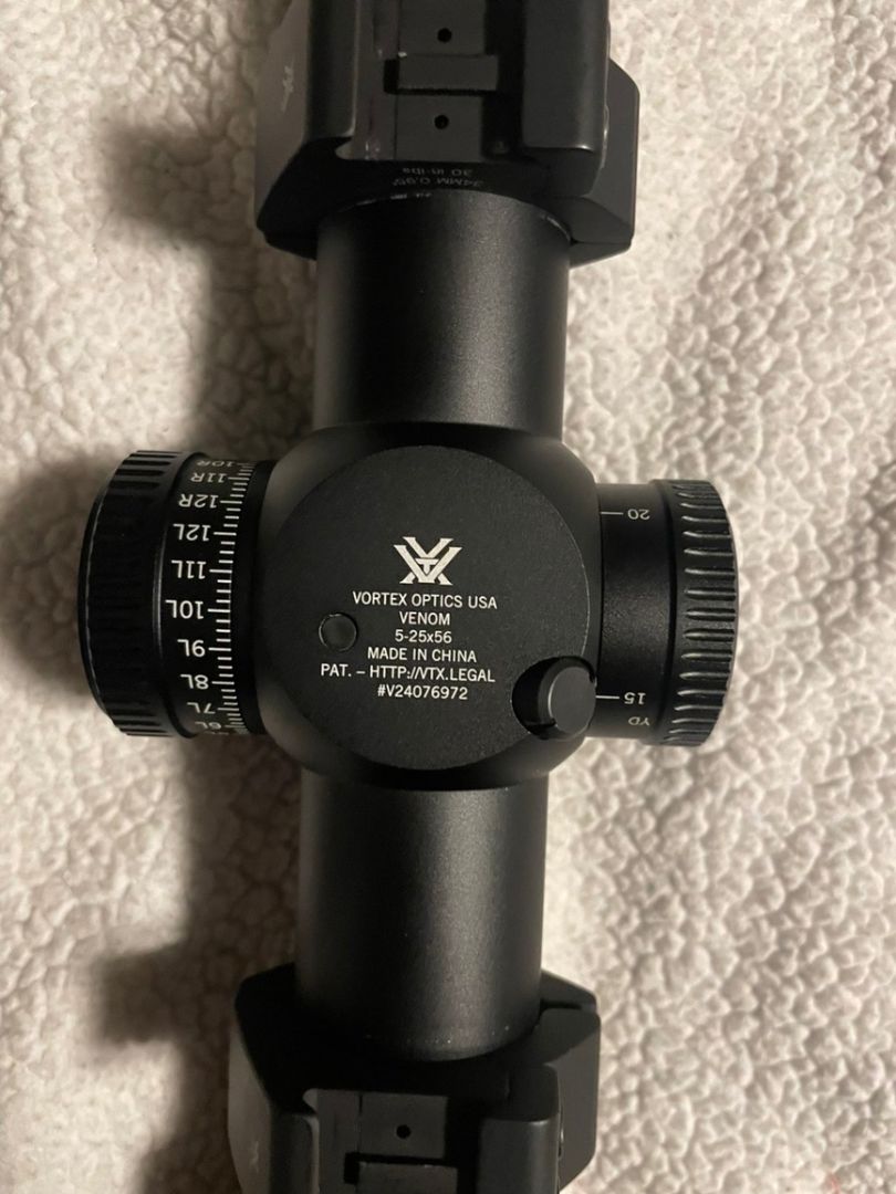 Venom 5-25x56 FFP with vortex precision matched scope rings 5