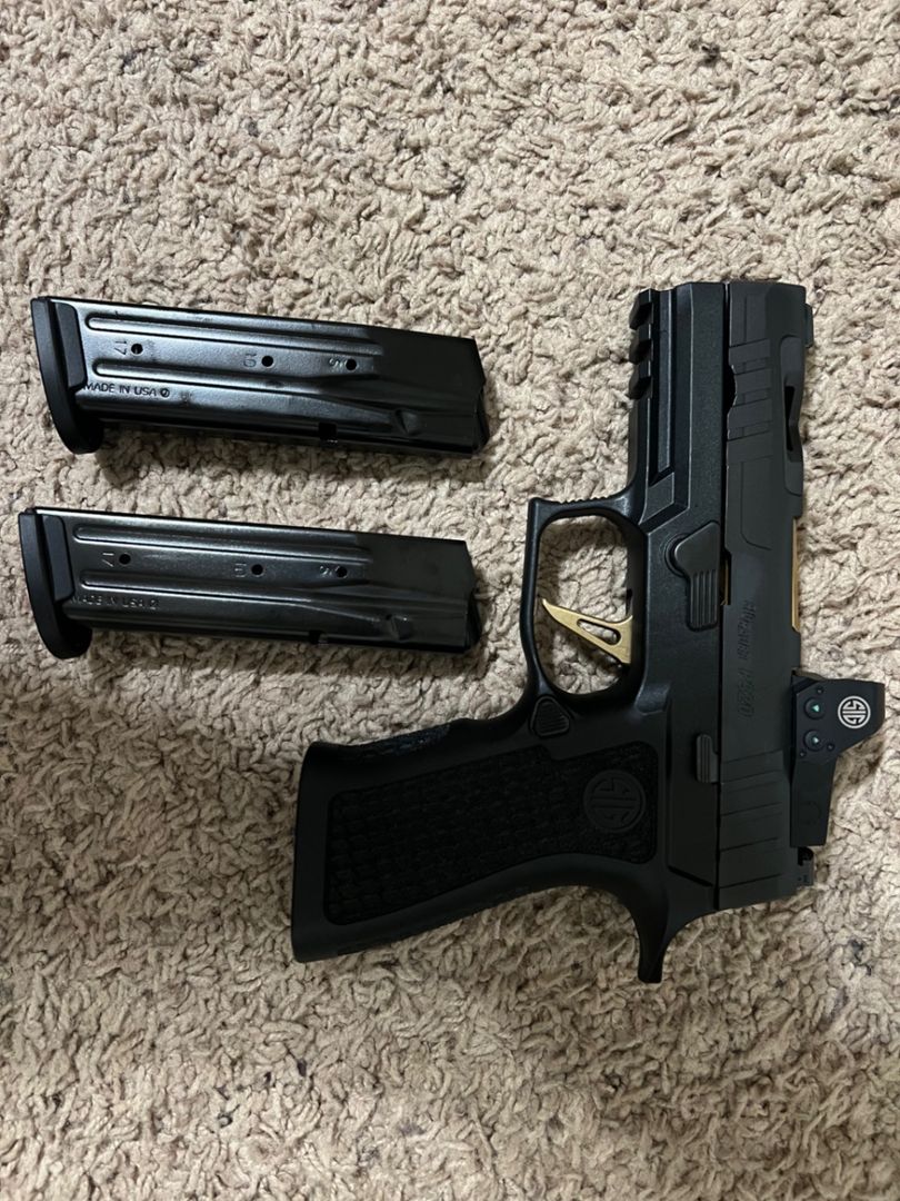 SIG SAUER P320 Spectre COMPACT 9MM 3.9" BARREL X SERIES GOLD FLAT SKELETON TRIGGER