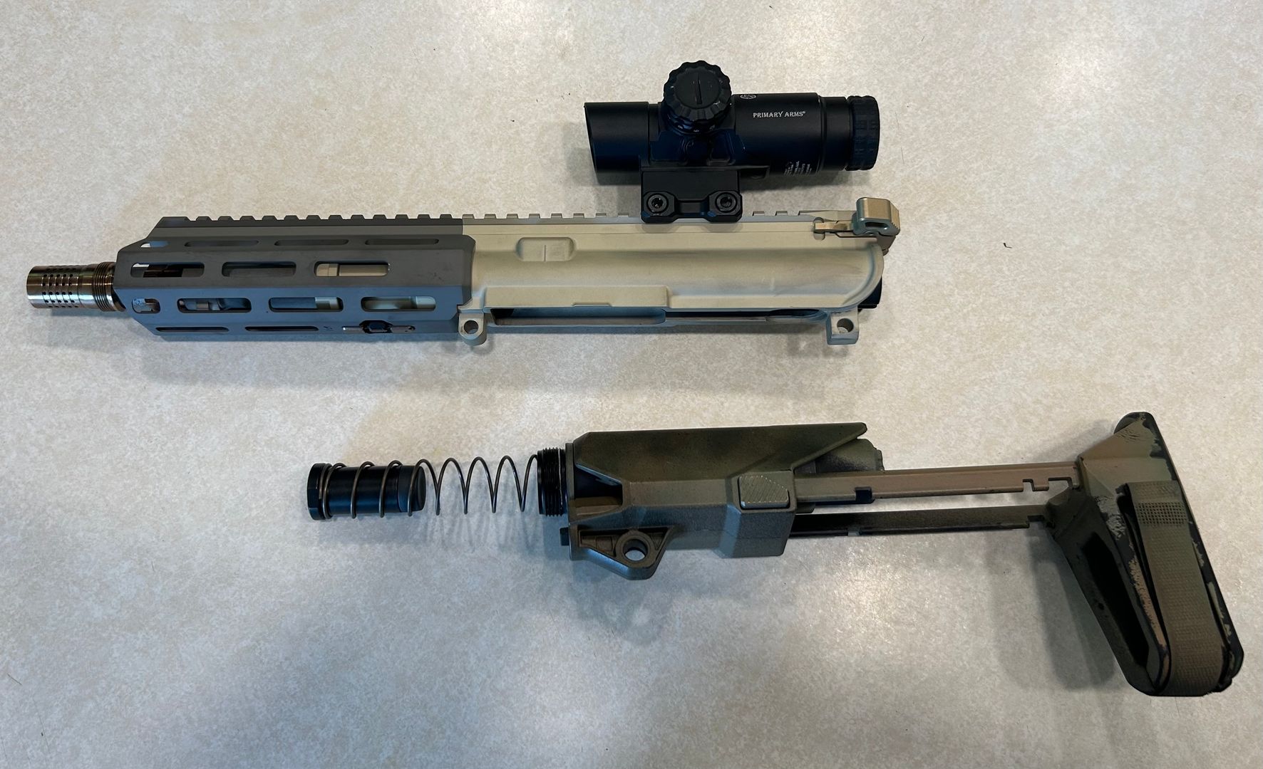 Q Sugar Weasel 300BLK Upper, PA GLx 2x Prism, SB Tactical HBPDW Brace 2