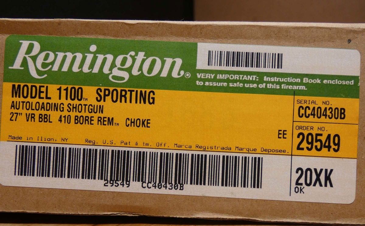 Remington 1100 Sporting 410 - .410 Bore - 5 Chokes - 1100 - Box 3