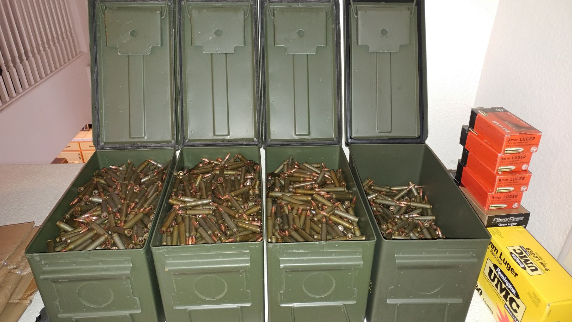 3k rounds loose 223 FMJ Golden Tiger Steel Case Ammo in steel ammo cans